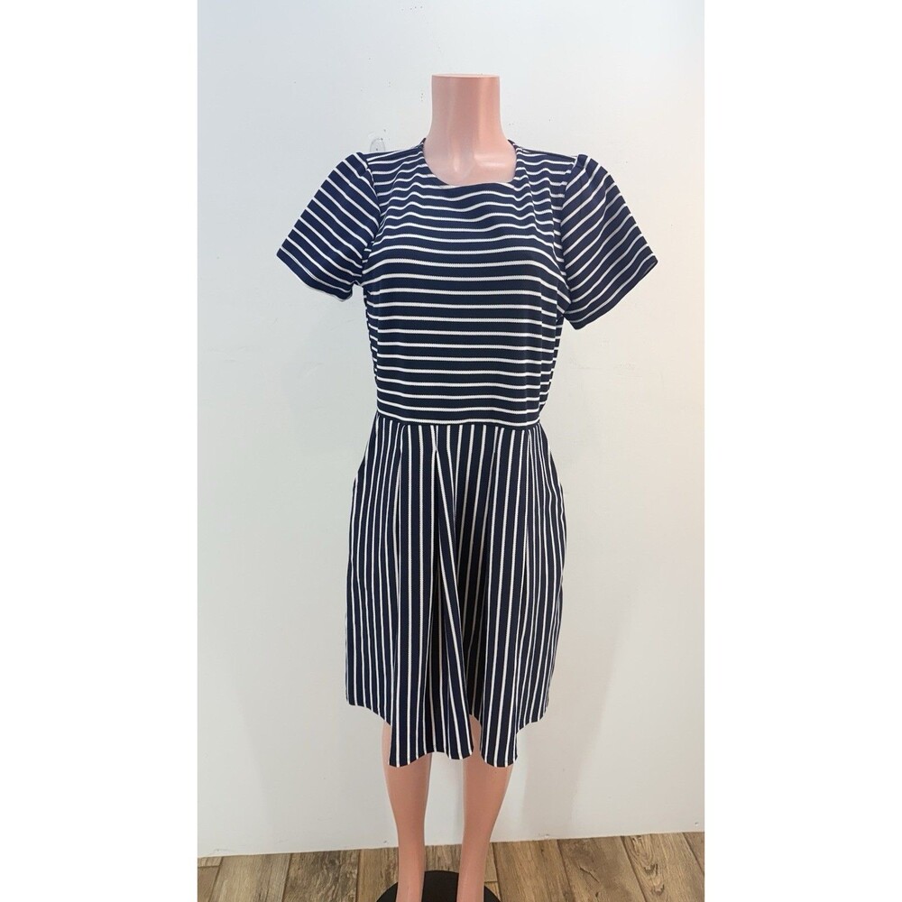 Draper James Women’s L Short Sleeve Striped Knit Dress Nautical NEW - Picture 3 of 15